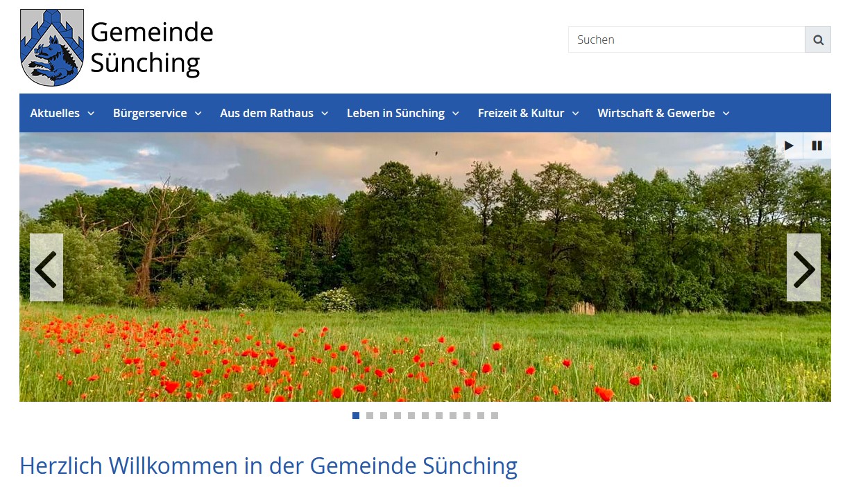 Internet Seite Gemeinde Sünching